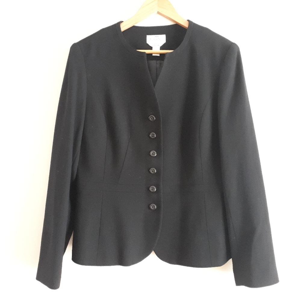 Talbots Wool Black Collarless Blazer